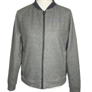 Under Armour Cold Gear Fleece Bomber Jacket Gray Women's Medium Loose Fit Active